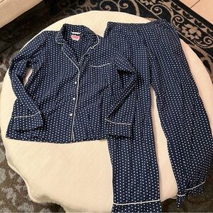 Kate Spade 100% cotton navy white polka dot pajamas set XS